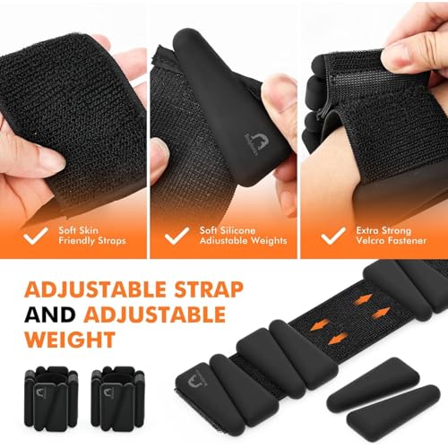 Image of Bodylastics Adjustable Ankle & Wrist Weights 4 lb Pair (2 lb Each) - Silicone, Sweat-Resistant for Arms & Legs - Perfect for Jogging, Walking, Physiotherapy, Cardio, Yoga & Strength Training