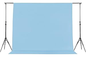 Joccun 8X10FT Light Blue Backdrop Background for Photography,Polyester Backdrop Curtain Background Screen for Photography,Photoshoot,Video Recording,Studio