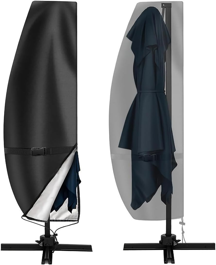 Tylxayoxa One Color Heavy Duty Patio Umbrella Cover For Cantilever Umbrellas - Waterproof 210D Oxford Fabric With Zipper And Support Pole(240*57*57)
