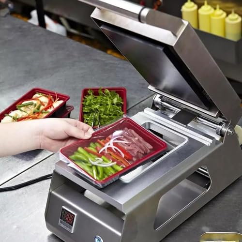Sellador térmico comercial para bandejas de carne, máquina semiautomática de envasado de alimentos, dispositivo de sellado manual de cajas para llevar, sellador manual de bandejas de contenedores de