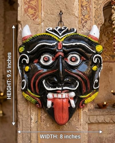 Image of Clay Nazar Battu Wall Hanging, Traditional Indian Evil Eye Protection Mask, Terracotta Home Entrance Decor