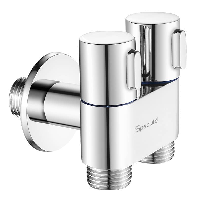 Specule Compact Brass 2 Way Angle Cock | 2-in-1 Angle Valve with Wall Flange | Chrome Finish For Bathroom, Toilet, Wash Basin (B0D8LBP7F1) Amazon Price History, Amazon Price Tracker
