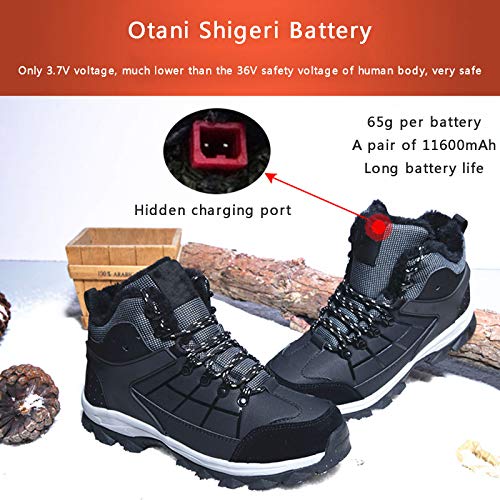 Calentadores Eléctricos para los Pies, Calzado Calefactable para Invierno con 3 Niveles de Temperatura, Calentadores para los Pies Seguros para Uso Interior y Exterior, Negro y Rojo, Talla Femenina 36 miniatura 6