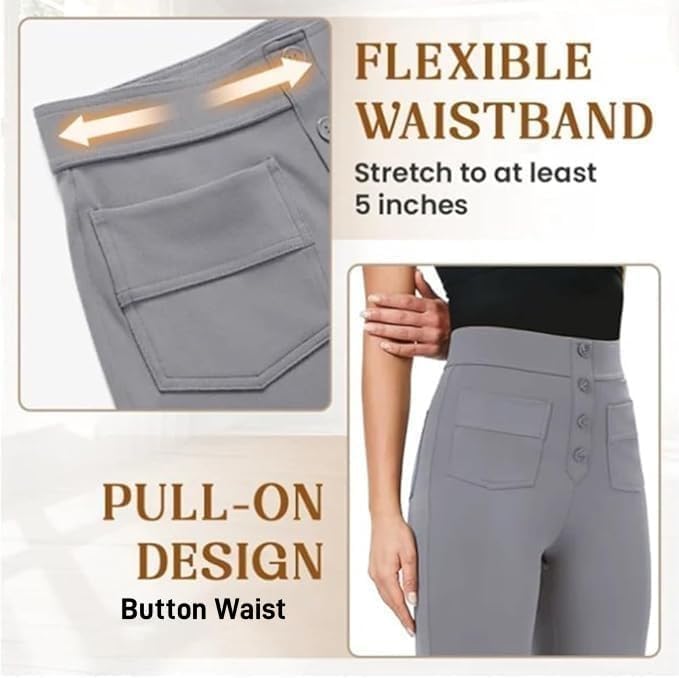 Flexipants - Women's Casual High Waist Stretch Pants, Decalori Pants for Women, Flexipants for Women Over 50-Gray||L4