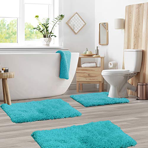Clara Clark Bathroom Rugs Sets 3 Piece, Shaggy Plush Bath Mat - Non-Slip, Machine Washable Bath Rugs - Dries Quickly, Ultra Soft Bath Mats for Bathroom, by Clara Clark - Image 2