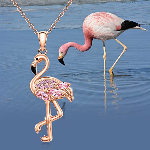 Flamingo Necklace for Women Sterling Silver Pink Flamingo Gifts for Women Bird Pendant Flamingos Jewelry3