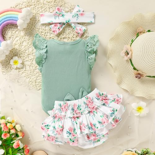 Newborn Baby Girl Clothes Infant Ruffles Romper Shorts Set Floral Summer Outfits Cute Baby Clothes Girl3