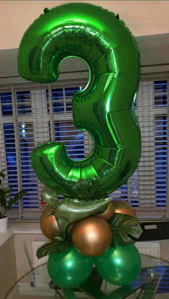 Image of Dark Green Number 3 Balloon 40 Inch, 3rd Birthday Celebration Supplies Women Men, 3 Balloon for Theme Party