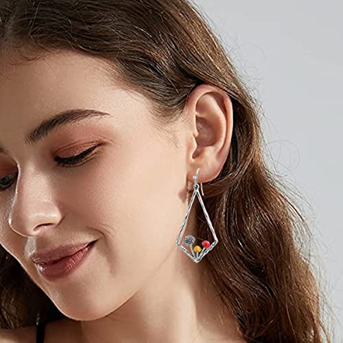 Cute Mushroom Hoop Dangle Earrings Kawaii Fun 18K Gold Plated Circle Dangle Earrings Hypoallergenic Mushroom Drop Earrings Christmas Jewelry Gifts For Women(Silver Three Pairs) #TOP2