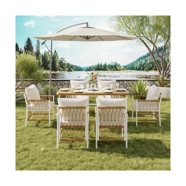 Merax Gartenmöbel-Set 7-teilig Beige & Braun