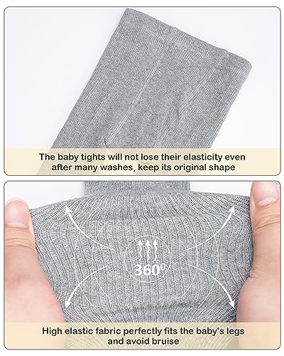 Image of Stelle Toddler Girls Tights Baby Cable Knit Stockings Thick Cotton Legging | Thick Cotton Legging, Winter Warm Pantyhose, Footed, Thermal, Ribbed, Sweater Panty Hose, Under Dress, 3 Pairs, 12-18 Months