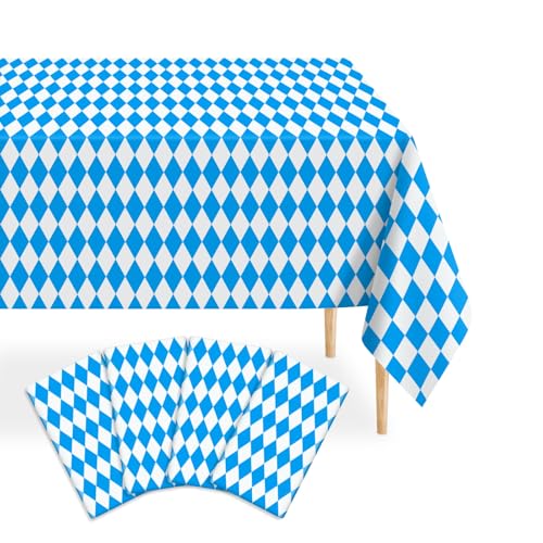 Image of Mulbozy Oktoberfest Tablecloth 4 Pack, 54 x 108 Inch Plastic Table Cloth