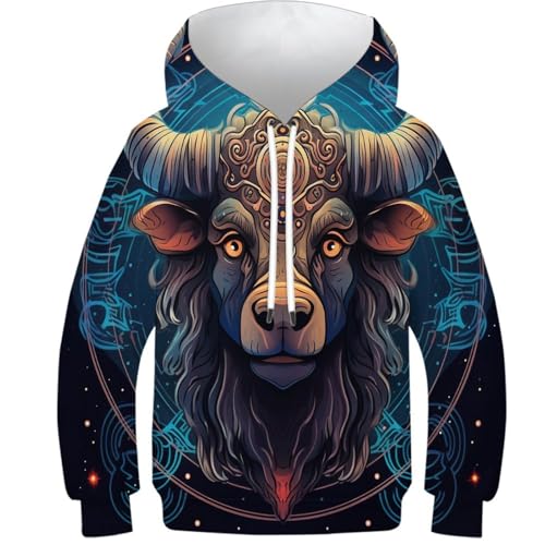 Sweat à capuche vache 3D pull ado 12-14 ans sweatshirt hiver avec poche kangourou