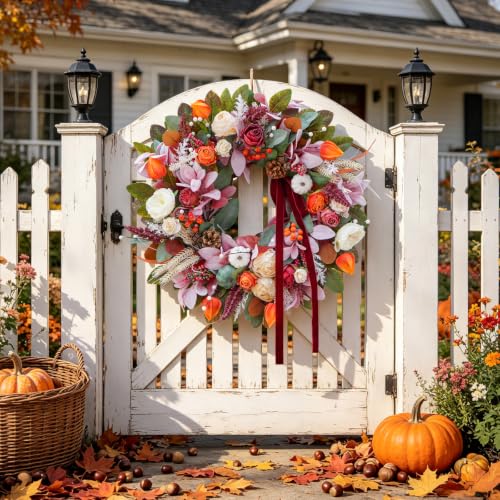 Fall Wreaths for Front Door 24" Autumn Harvest Thanksgiving Wreath — view 5