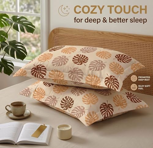 Image of VAS COLLECTIONS Cotton Pillow Cover Set of 2 (17x27 Inches) | Ultra Soft Breathable Pillow Cases for Bed | Skin Friendly, Fade Resistant & Comfortable Pillow Covers for Bedroom Decor (Light Beige)