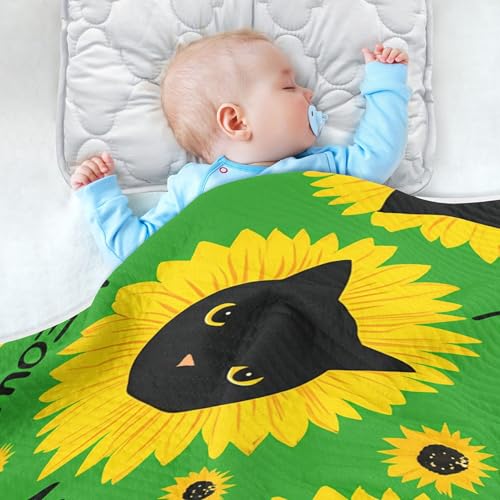 Burbuja Black Cat Heads Sunflower Baby Blanket for Boys Girls, Nursery Soft Warm Swaddling Receiving Baby Blankets, 30x40 in Toddler Blanket4