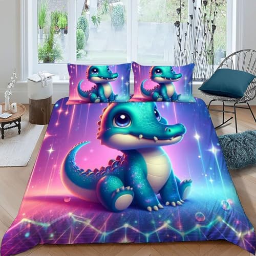 Housse de Couette Crocodile de Dessin Animé Microfibre Animaux Land 3D - 3