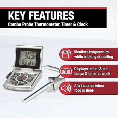 CDN DTTC-S Combo Probe Thermometer, Timer & Clock - Silver