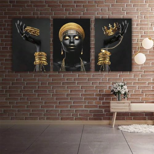 Peintures décoratives esthétiques grand format triptyque africain encadré