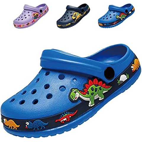 Kids Clogs for Toddlers Boys and Girls Dinosaur Garden Shoes, Lightweight Slip on Garden Clogs for Children Clog Shoes Blue 8.5 UK Cover
