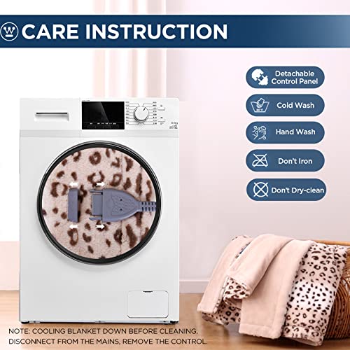 Westinghouse Heated Throw Blanket, Leopard Electric Throw Blanket, Luxury Faux Fur to Flannel Reversible, 6 Heating Levels & 2-10 Hours Time Setting, Machine Washable(Throw, 50"x60")