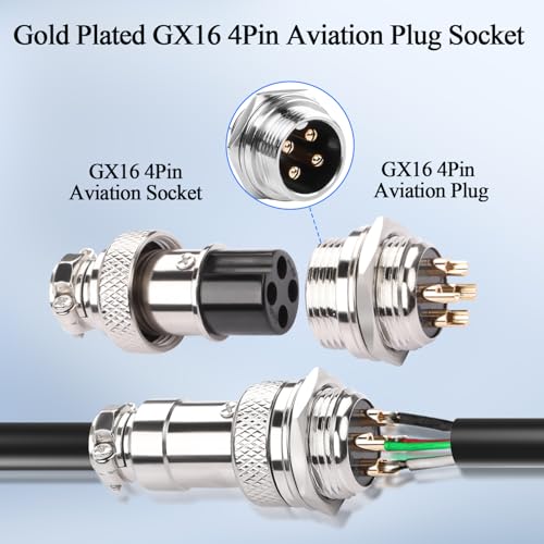 Conector Aviación GX16 4 Pines Oro 2 Piezas miniatura 2