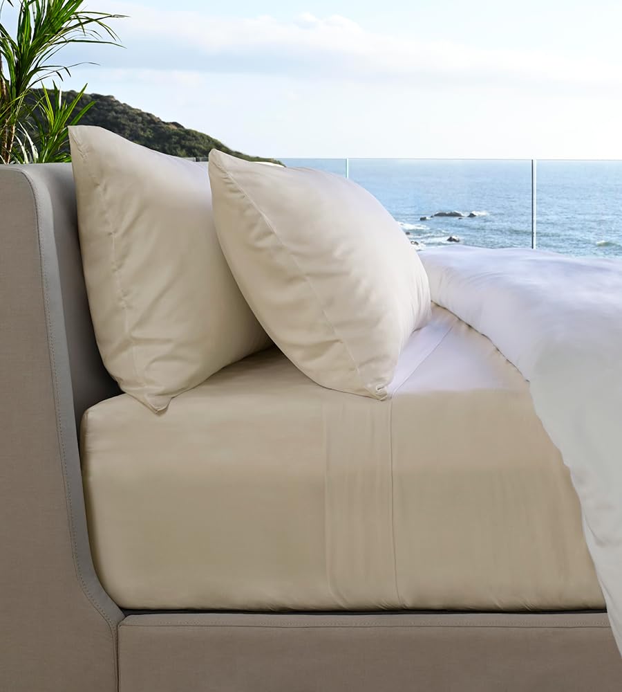 Cariloha - Luxurious Sateen Resort Sheet - Viscose - King - 4 Piece Set - Coconut Milk