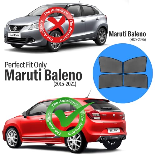 Image of Autostory Custom Fit Black Mesh Car Sunshade for Baleno 2015-2021 | UV & Heat Protection Car Window Curtains | Privacy Car Sun Shade | Breathable Vehicle Specific Side Window Shades