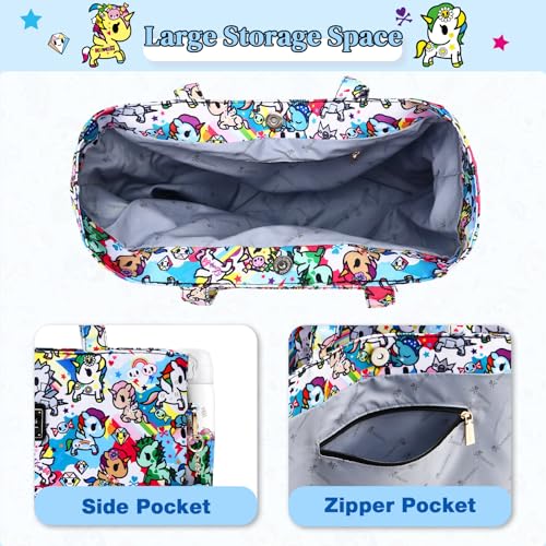 Image of tokidoki Large Tote Bag with Unicorno Keychain Laptop Travel Bag Shoulder Work Tote Weekender Bag Handbag for Women