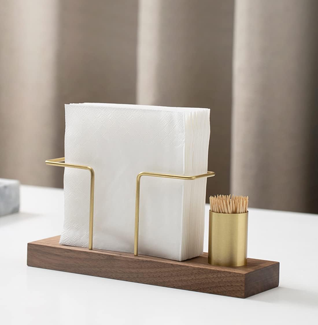 Buy Cityhermit Wooden Napkin Holder, Table Top Decorative Napkin Tray with Toothpick Box for