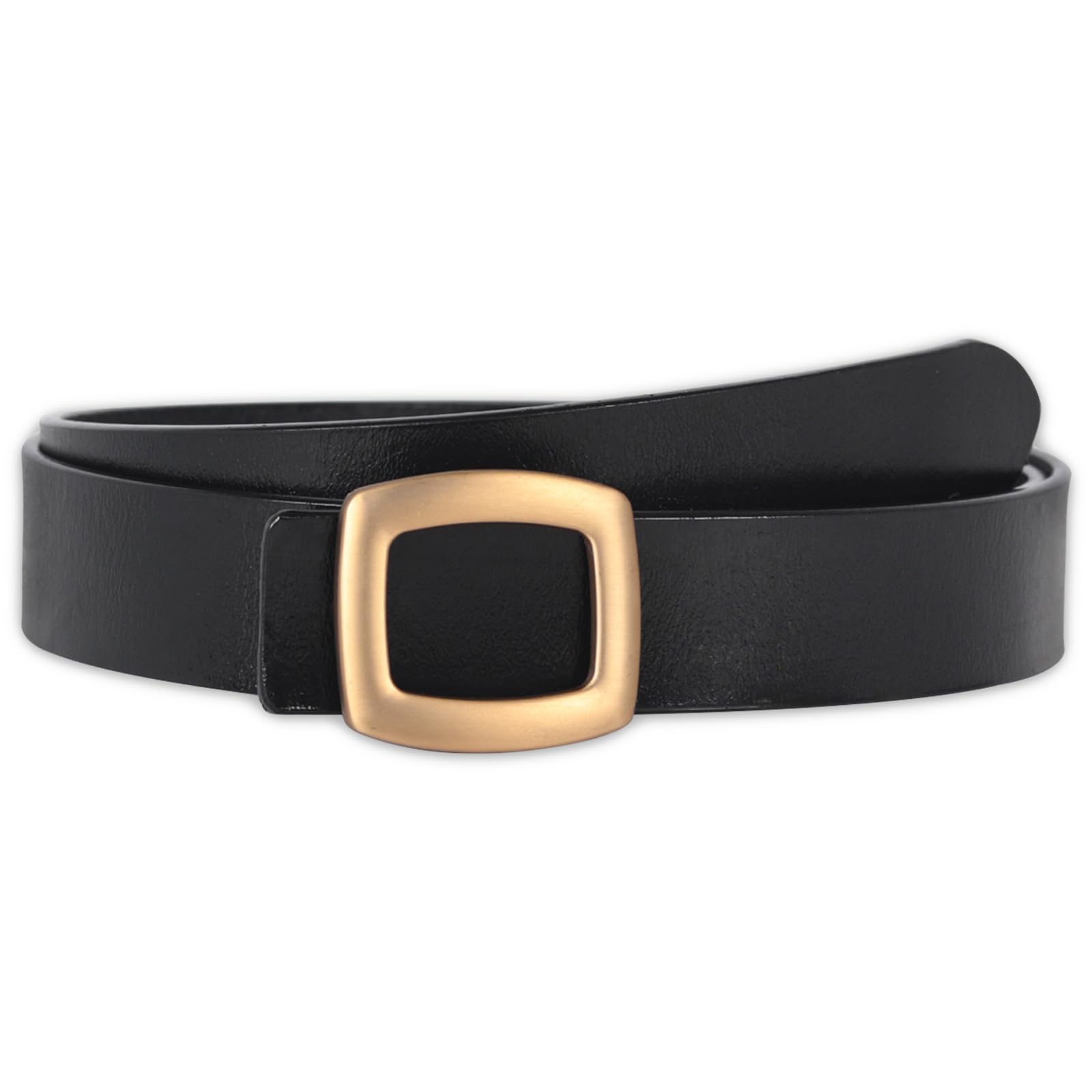 Women's Leather Belt with Buckle - Ideal for Dresses, Jeans, and Coats