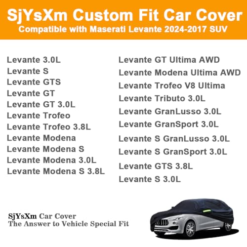 Image of Custom Car Cover Compatible with Maserati Levante /Grecale 2026-2017 5-Door SUV, Waterproof All Weather Car Covers with Cotton Lining, Heavy Duty Rain Snow Sun Dust UV Cover for Outdoor Indoor