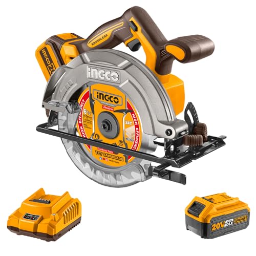 INGCO 20V �R�[�h���X�ۋ� 165mm �u���V���X���[�^�[ 5200RPM �ؒf�[��55mm (90°) 1��4.0Ah�o�b�e���[��1�̏[�d��t�� CSLI16521