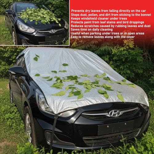 Image of Waterproof, Silver Half Car Body Cover All Weather Protection Half Car Cover Outdoor Half Cover Rain Sun Uv Protection (Hatchback Cars No Matter Models of Year Or Variants It's at All Hatchback)