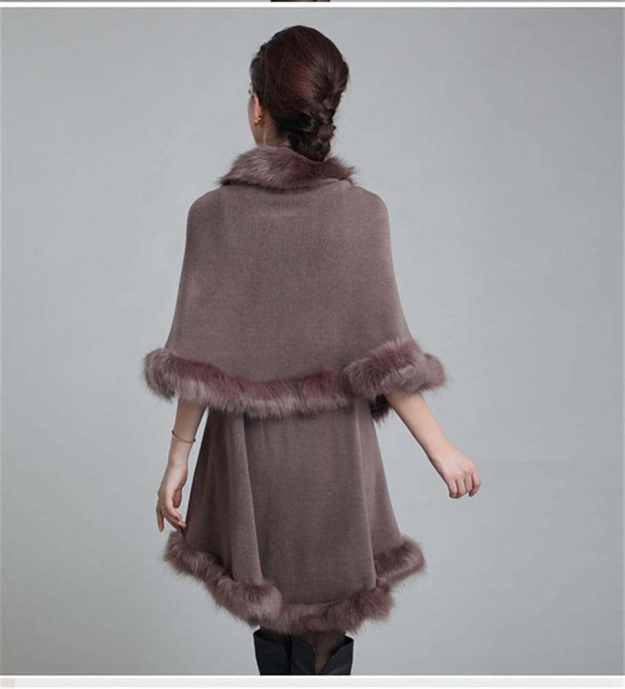 Amazon | [JINPIN] レディース ケープ コート ファーケープ フェイク