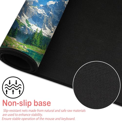 Image of Nuxovilar Mountain Lake Large Mouse Pad Gaming Mouse Pad Polyester 11.8x31.4 Inches for Home, Studio, Office, Serene Decor for Nature Lovers