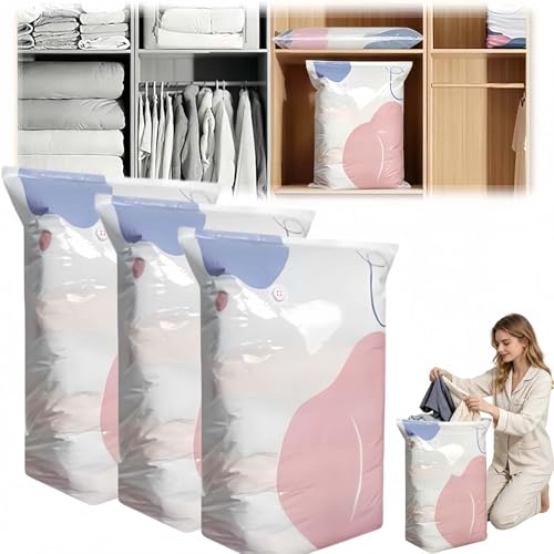 No-Pump 3D Vacuum Storage Bags Fast Compression, Jumbo Space Saver