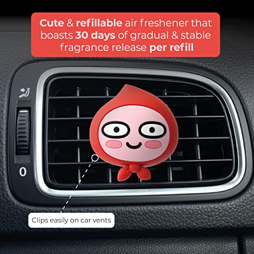 Image of AURA Car Air Freshener Vent Clip, Apeach (Will You Marry Me, 0.14fl oz*2, Pack of 2) - Long-Lasting Odor-Fighting Scent. Kakao Friends Figurine. Car Decoration Accessories, Diffuser, Absorber