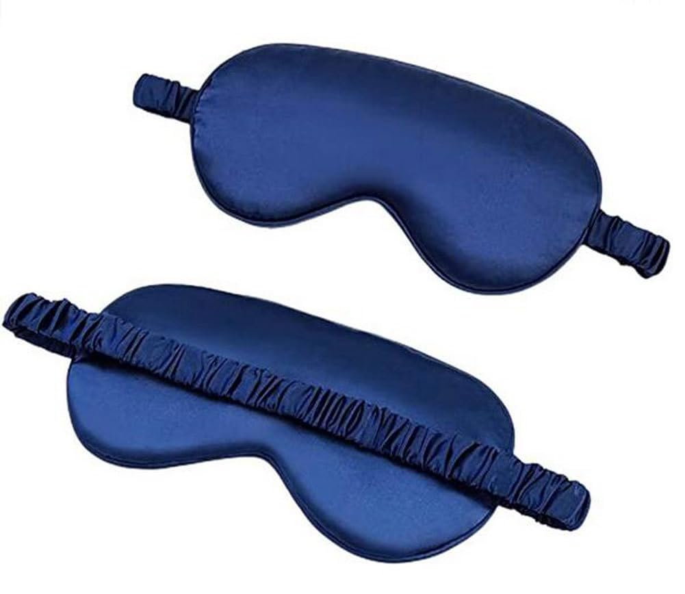 Mulberry Silk Sleep Eye Mask Blackout Sleeping Eye Mask for Men Women with Elastic Strap Navy