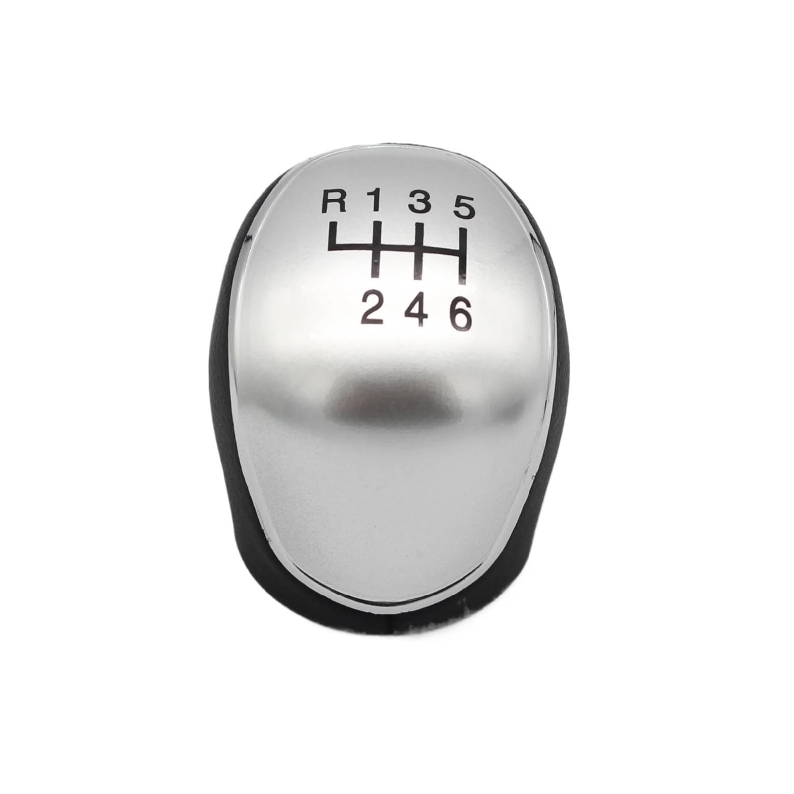Fhuwaz One Color Car Gear Knob For Mondeo 4 Mk4 Focus S-Max C- Max Kuga 5/6 Speed Gear Shift Knob Leather Shifter Lever Arm Headball(Silver 6 Speed)