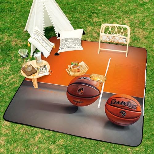Couverture de pique-nique orange pliable avec fermeture éclair pour camping