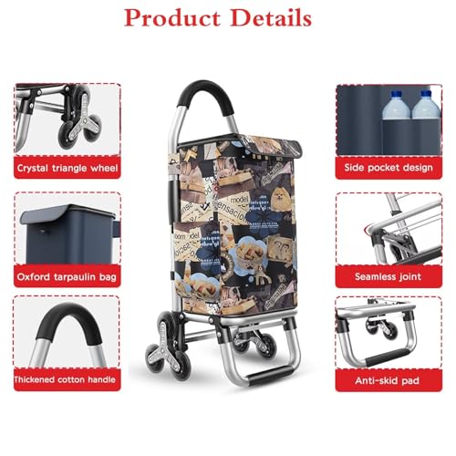 Faltbarer Einkaufstrolley auf Rädern, 36 l Fassungsvermögen, 6-Rad-Design mit Thermofutter, stilvoll und vielseitig für Lebensmittel und Haustiere – Bild 3