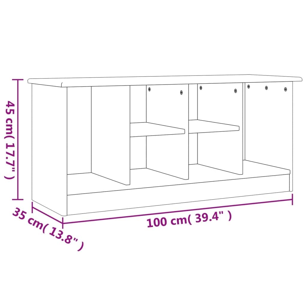 Ławka na buty z litego drewna sosnowego biała 100x35x45 cm z miejscem do
