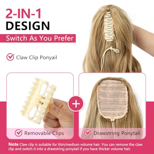 Image of 24 inch Claw Clip in Ponytail Extensions Long Black Curly Wavy Ponytail Hair