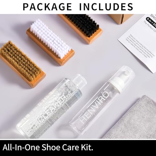 Henviro Shoe Cleaner Kit for Sneaker - 8.5 Oz Shoe Cleaning Kit with Shoe Brushes & Towel, White Shoe Sneaker Cleaner Kit, Suede Shoe Cleaner for Suede Mesh Leather Knit, and Most Materials2