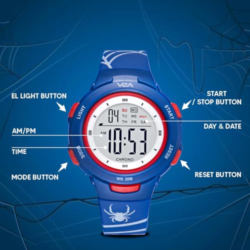 Image of V2A Kids Watch - Waterproof Multi-Functional Digital Sports Watch for Ages 5-13, 30M Water Resistance, Gift for 5-10 Year Olds