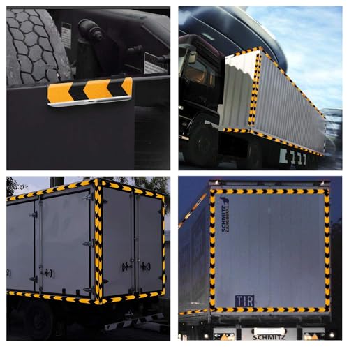 Image of ZSIGNS 2 Inch X 5 METER Arrow Reflective Hazard Safety Warning Caution Tape, Reflector Industrial Marking Tape for Trailers Vehicles Stairs Steps Floor Boats Outdoor Waterproof (YELLOW & BLACK)