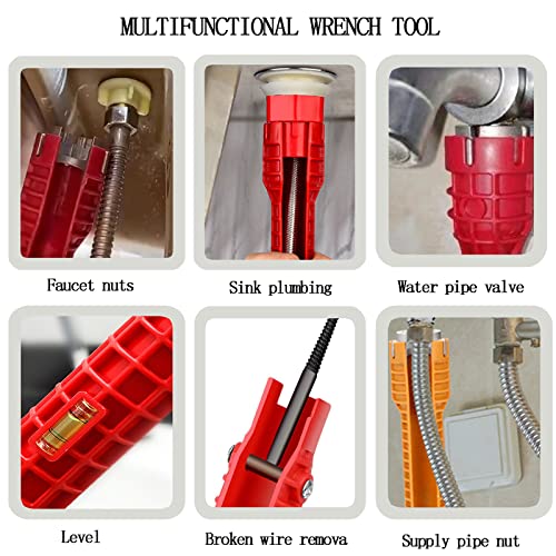 Image of 8 in 1 Multi-functional Sink Wrench - Plumbing Tool for Kitchen, Bathroom, Pipe, Drain & Tub Installation /Repairs in Tight Spaces with Heavy-Duty Nut Remover