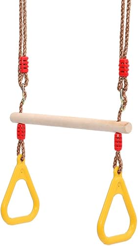 VOSAREA Anillo de escalada al aire libre para niños, 1 juego de anillos ajustables de bambú para niños, equipo para niños, anillo de fitness para