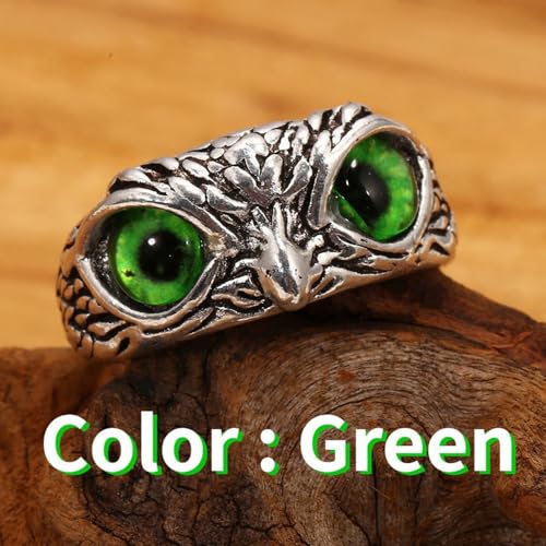 6Pcs Retro Devil's Eye Owl Ring Set Vintage Animal Adjustable Knuckle Ring for Women Men Owl Eye Open Stacked Ring Set Jewelry4